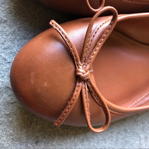 Ralph Lauren Chestnut Brown Leather Bow Flats 5.5 - Picture 4 of 12